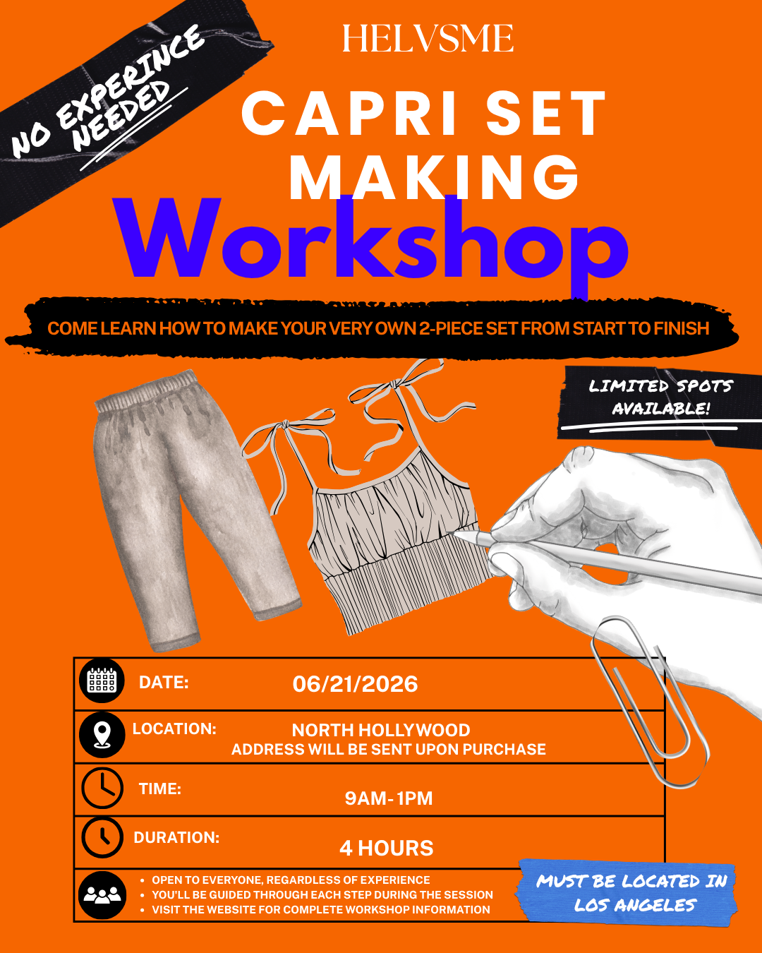 HELVSME CAPRI SET WORKSHOP  (9AM SESSION)