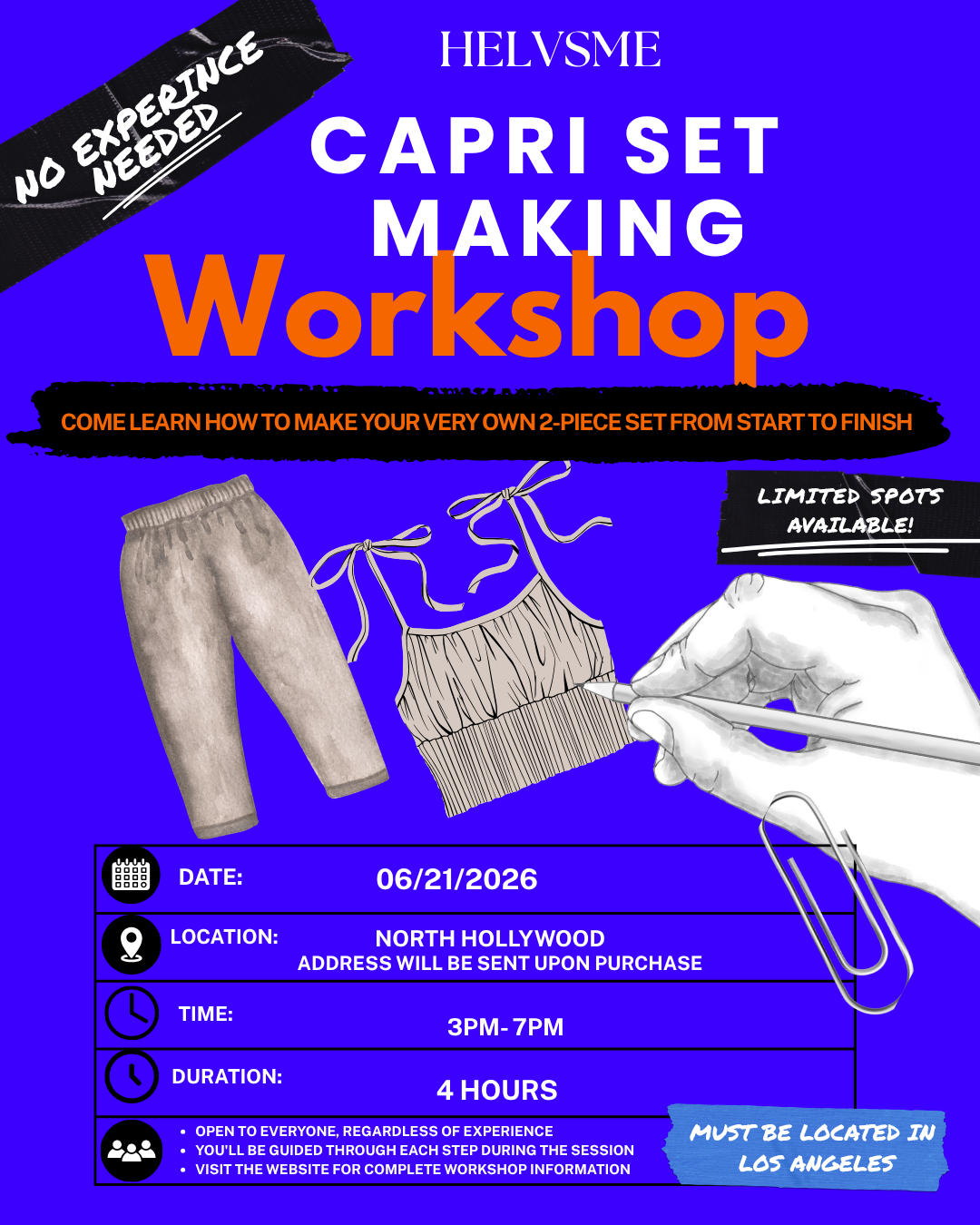 HELVSME CAPRI SET WORKSHOP  (1 PM SESSION)