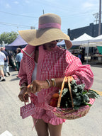 SUNDAY MARKET RED GINGHAM CROPPED JACKET