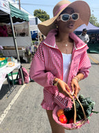 SUNDAY MARKET RED GINGHAM CROPPED JACKET