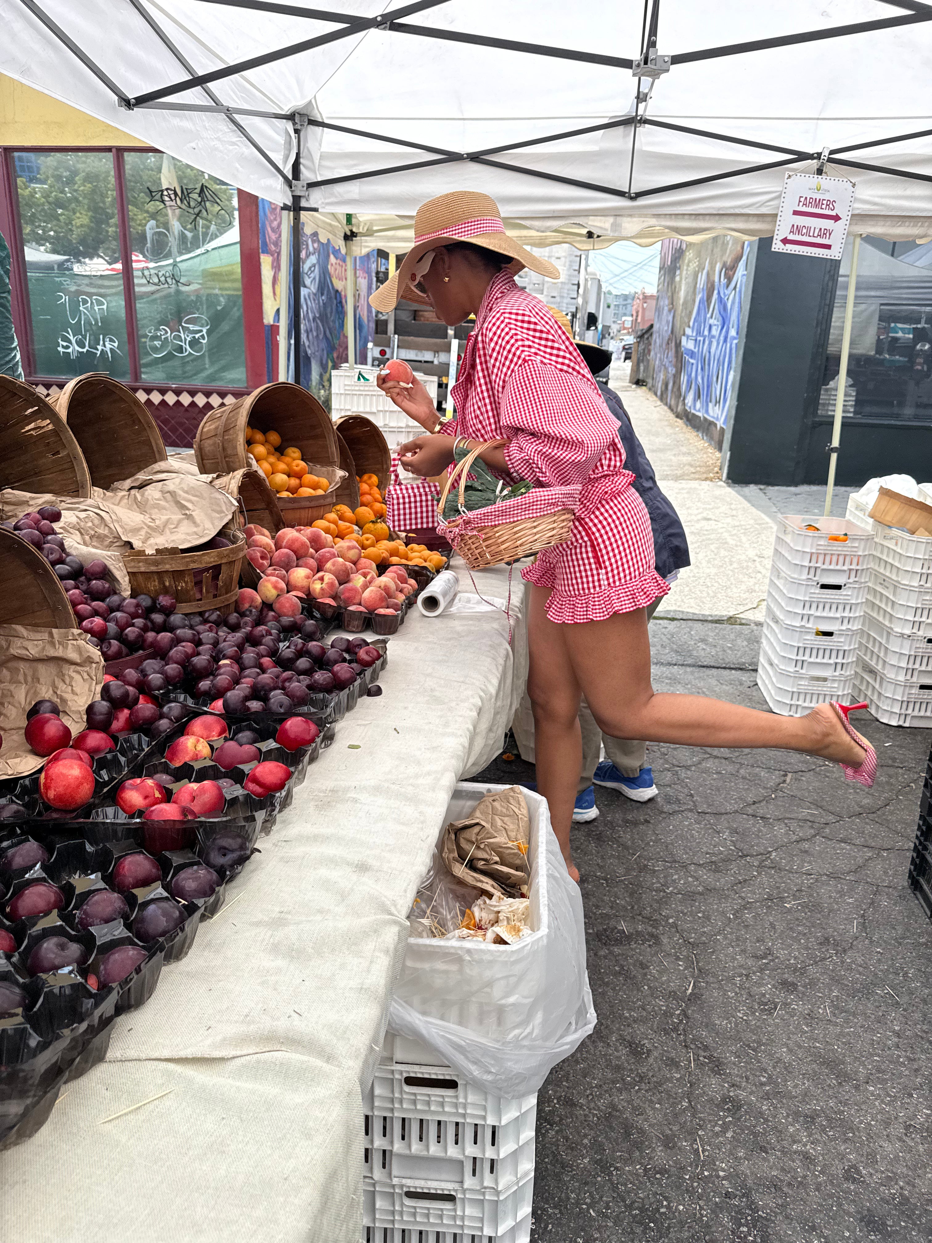 SUNDAY MARKET RED GINGHAM SHORTS